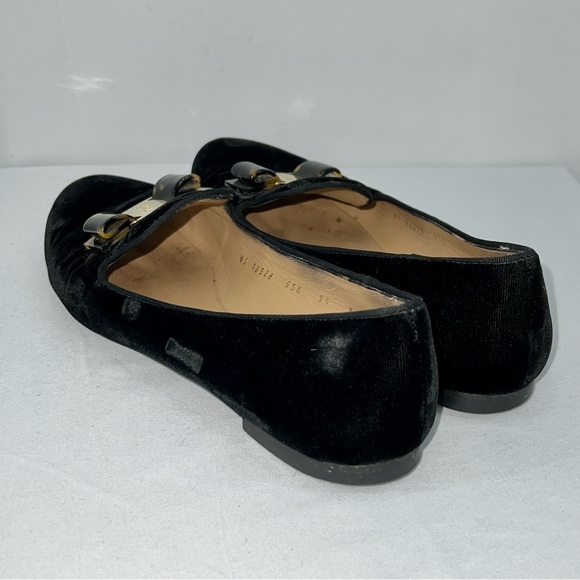 Salvatore Ferragamo Black Velvet Bow Detail Smoking Slippers - Picture 4 of 11